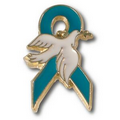 Teal Awareness Ribbon with Dove Lapel Pin